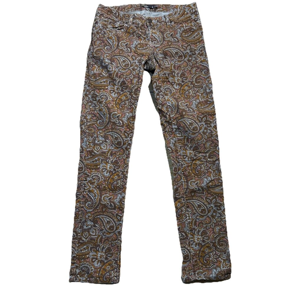 prAna Trinity Cord Pants Size 8 Brown Paisley Micro Corduroy Classic 5 Pocket - Picture 2 of 7